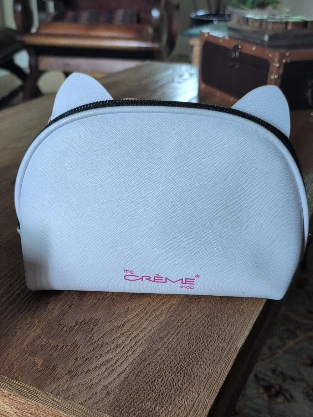Hello Kitty White & Pink Cat Face Makeup Pouch with Sparkle Bow